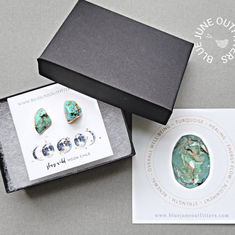Natural Turquoise Statement Stud Earrings